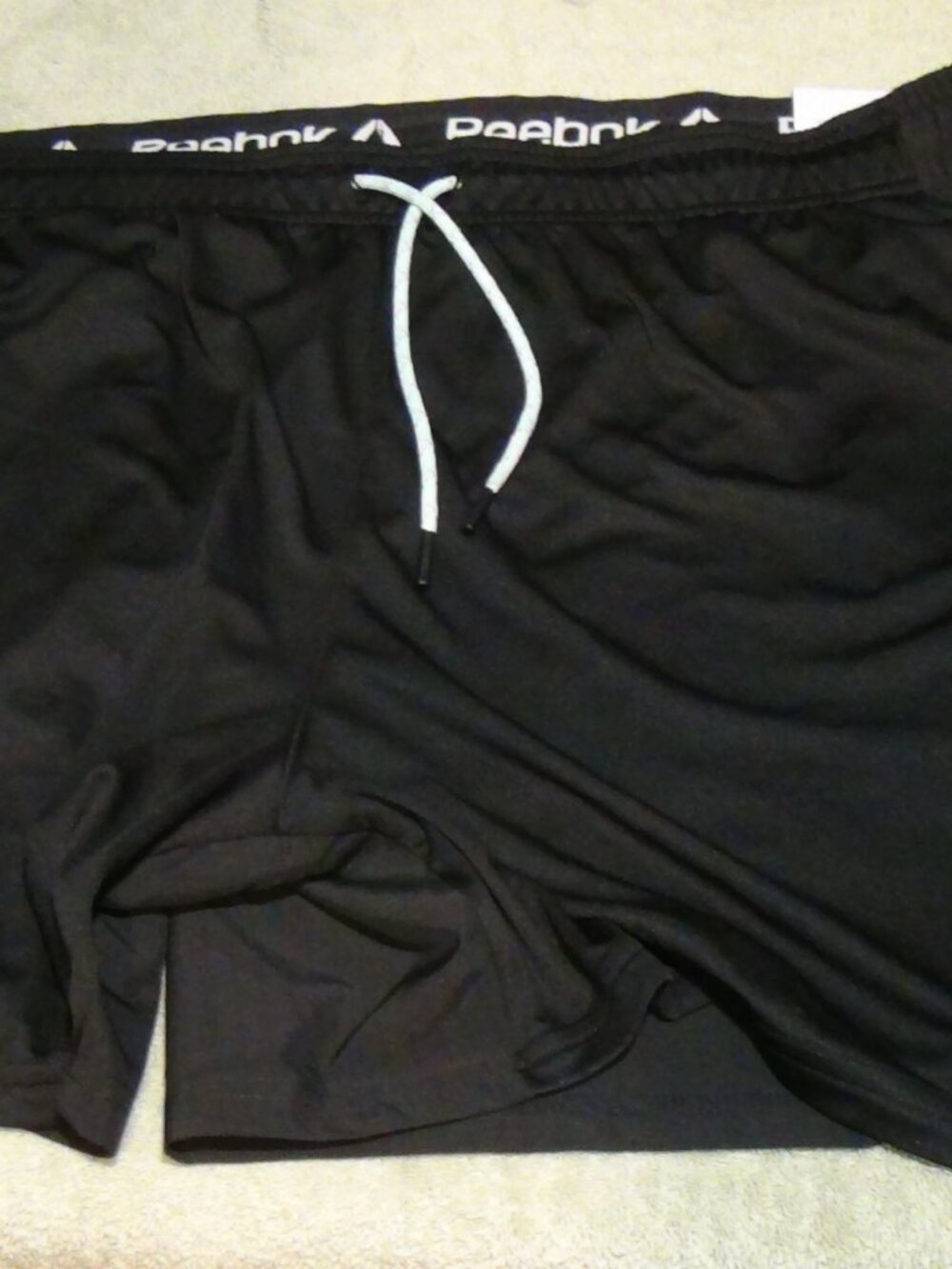 Mens Reebok Gym Shorts 6" Inseam Moisture Wicking Thin Size 3XL Black